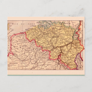Cartão Postal Vintage map, 1920, Bélgica