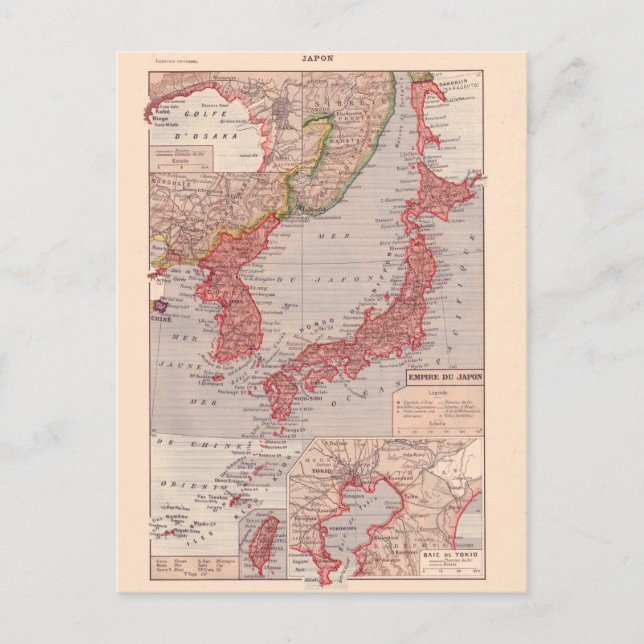 Cartão Postal Vintage map, 1920, Japão (Frente)