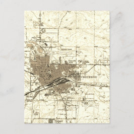 Cartão Postal Vintage Map Cheyenne Wyoming