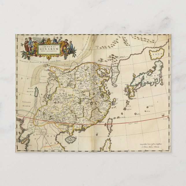 Cartão Postal Vintage Map da China | 1662 (Frente)