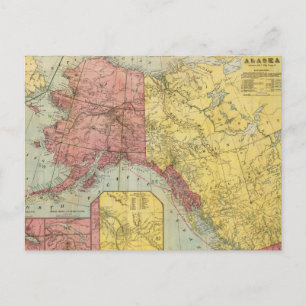 Cartão Postal Vintage Map do Alasca e do Canadá (1901)