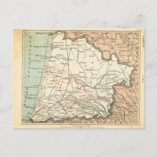 Cartão Postal Vintage map France Landes