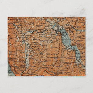 Cartão Postal Vintage Map of Annecy France (1914)