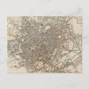 Cartão Postal Vintage Map of Birmingham England (1839)