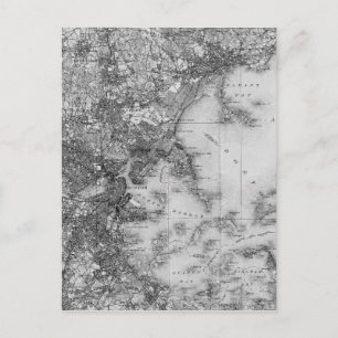 Cartão Postal Vintage Map of Boston