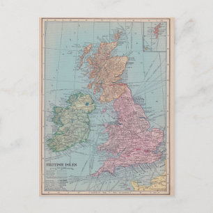 Cartão Postal Vintage Map of England