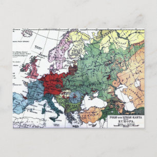 Cartão Postal Vintage Map of Europe 1876