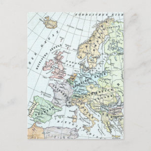 Cartão Postal Vintage Map of Europe (1899)