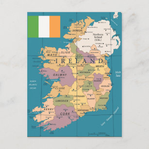 Cartão Postal Vintage Map of Ireland