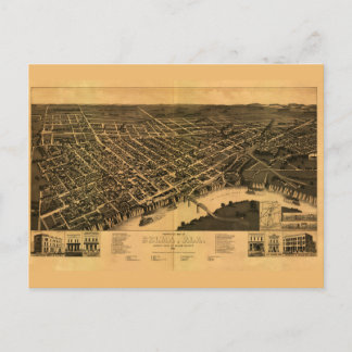 Cartão Postal Vintage Map of Selma, Alabama (1887)