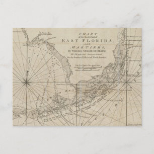 Cartão Postal Vintage Map of The Florida Keys (1771)