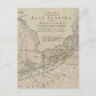Cartão Postal Vintage Map of The Florida Keys (1771)