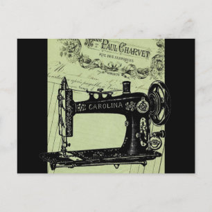 Cartão Postal Vintage - Máquina Francesa de Sewing Chic