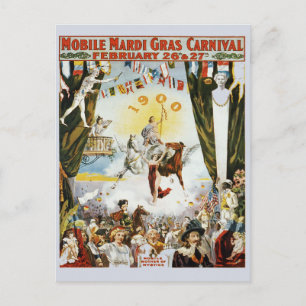 Cartão Postal Vintage Mardi Gras Poster