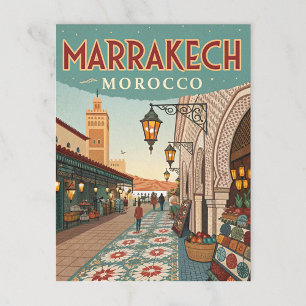 Cartão Postal Vintage Marrakesh Marrocos Souk