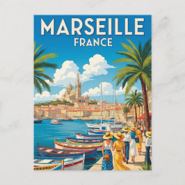 Cartão Postal Vintage Marseille France Viagem