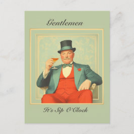 Cartão Postal Vintage Martini Dandy - Cavalheiros, é Sip O'Clock