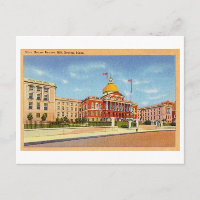 Cartão Postal Vintage Massachusetts State House / Capitol (Frente)