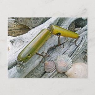 Cartão Postal Vintage Masterlure Juntado à Eel Saltwater Plug