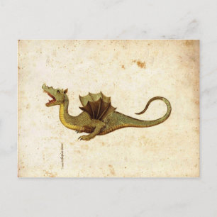Cartão Postal Vintage Medieval Dragon Design