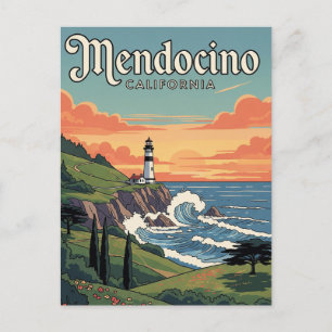 Cartão Postal Vintage Mendocino California Viagem