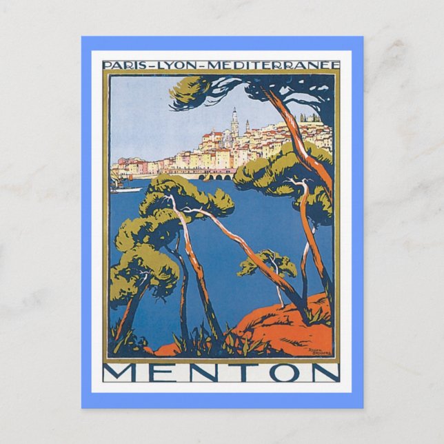 Cartão Postal Vintage Menton França (Frente)
