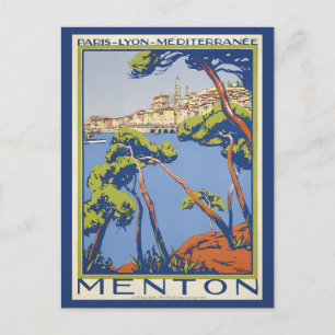 Cartão Postal Vintage Menton França Riviera Viagem