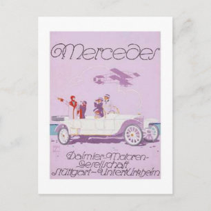 Cartão Postal VIntage Mercedes Ad-Purple, Avião