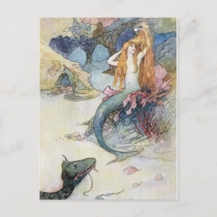 Cartão Postal Vintage Mermaid