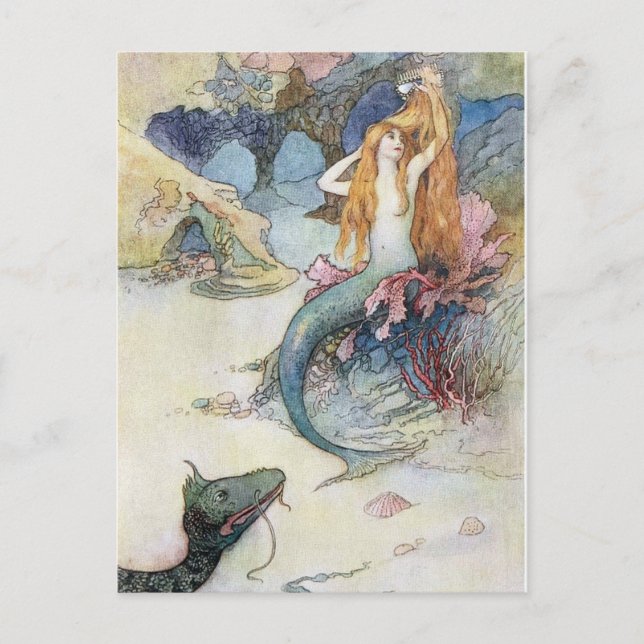 Cartão Postal Vintage Mermaid (Frente)