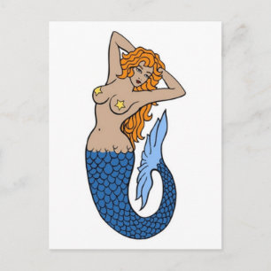 Cartão Postal Vintage Mermaid Tattoo Art