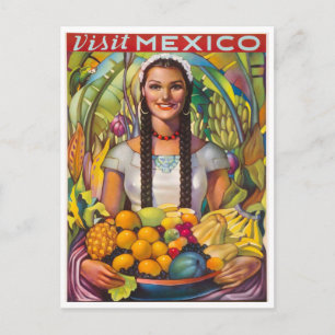 Cartão Postal Vintage Mexico Fruta