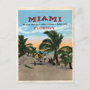 Cartão Postal Vintage Miami e Coral Gables Florida Viagem