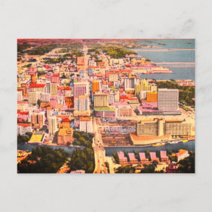 Cartão Postal Vintage Miami, FL (Centro 1960) MIA Florida