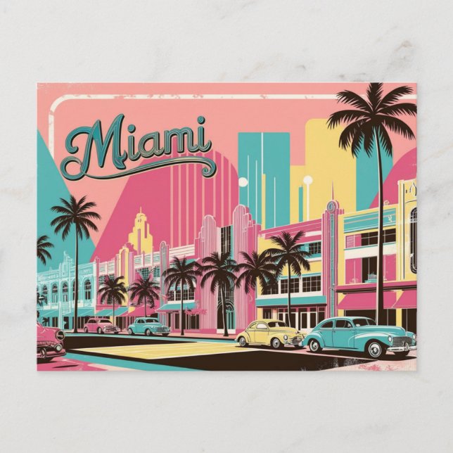 Cartão Postal Vintage Miami, Florida (Frente)