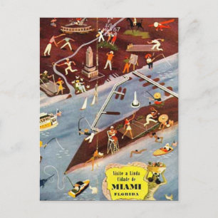 Cartão Postal Vintage Miami, Flórida, EUA -