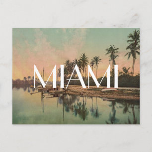 Cartão Postal Vintage Miami, foto da praia de Wanderlust viagem