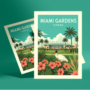 Cartão Postal Vintage Miami Gardens Flórida