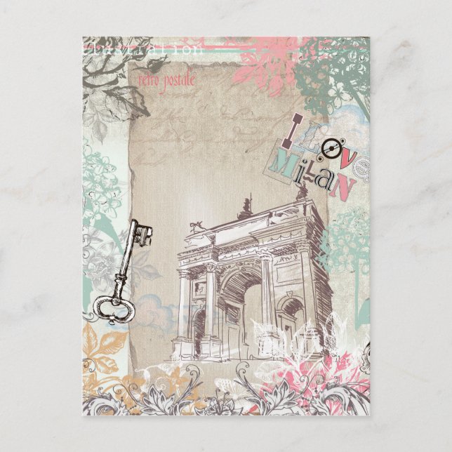 Cartão postal Vintage Milan (Frente)