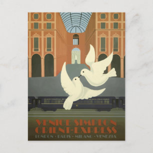 Cartão Postal Vintage Milano Itália White Doves Orient Express 
