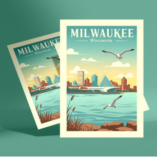 Cartão Postal Vintage Milwaukee Wisconsin