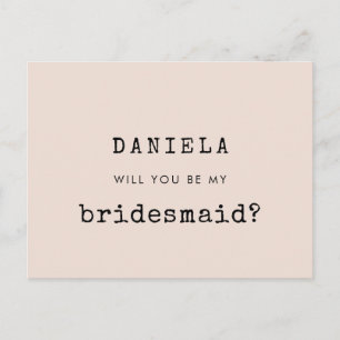 Cartão Postal Vintage minimalist typewriter Bridesmaid proposal