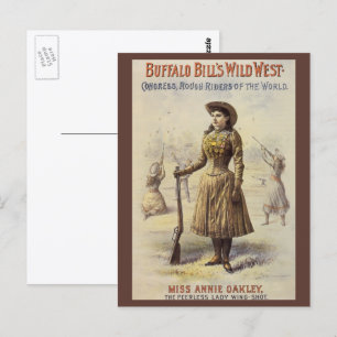 Cartão Postal Vintage Miss Annie Oakley, Cowgirl Ocidental