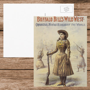 Cartão Postal Vintage Miss Annie Oakley, Cowgirl Ocidental