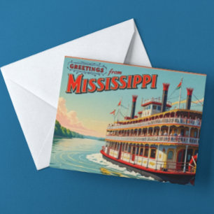 Cartão Postal Vintage Mississippi Riverboat