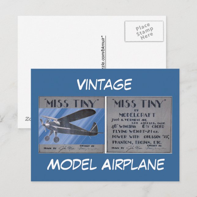 Cartão postal - Vintage, Modelo de Avião (Frente/Verso)