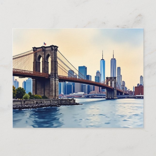 Cartão Postal Vintage Modern Brooklyn Bridge , NYC 🇺 🇲 ❣️ 🇺 � (Frente)