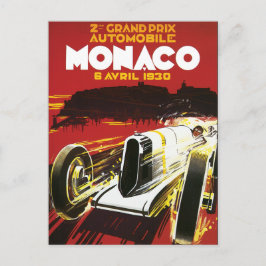 Cartão Postal Vintage Mônaco Car Road Race Poster