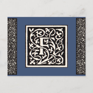 Cartão Postal Vintage Monograma F Art Nouveau - Letra