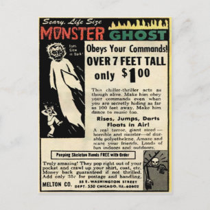 Cartão Postal Vintage Monster Ghost Mail Order Advertiment